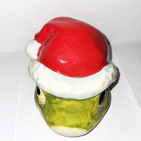 Rare Retro Frog with Santa Hat Cookie Jar Hand Painted - Picture 9 of 10
